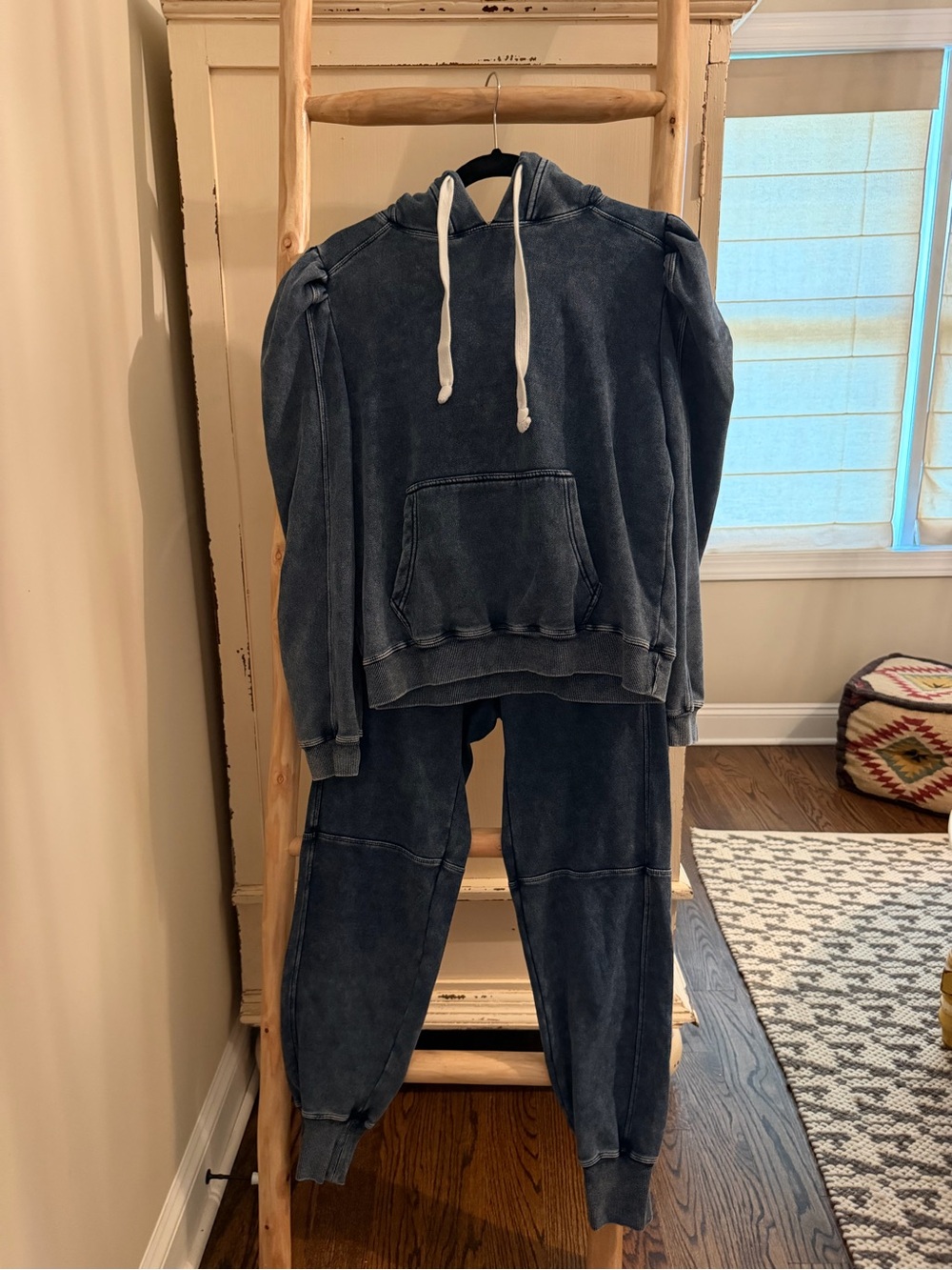 Generation Love Washed Denim Hooded Sweatshirt & Jogger Set